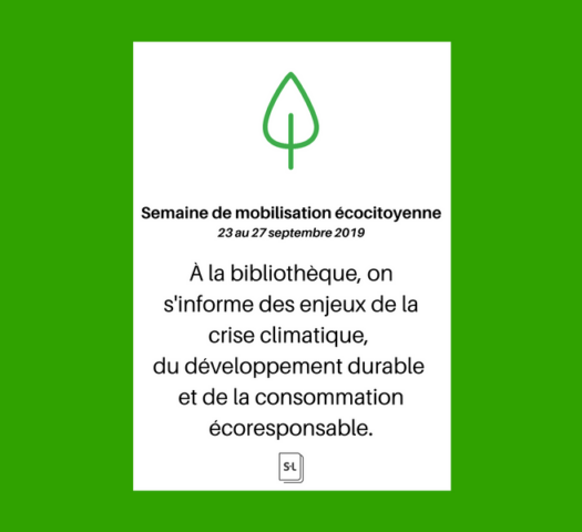 Présentoir thématique dans le cadre de la semaine de mobilisation écocitoyenne